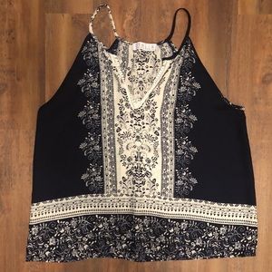 Stella Laguna Beach Casual Deep V Blue Tank Top